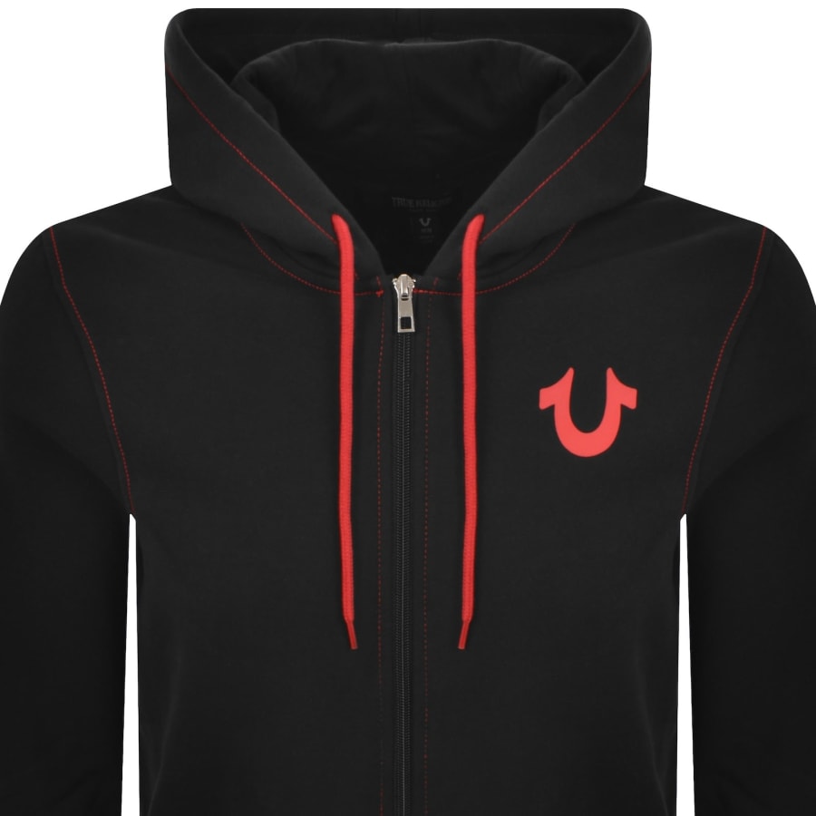 True Religion Contrast Zip Hoodie Jet Black | Mainline Menswear us
